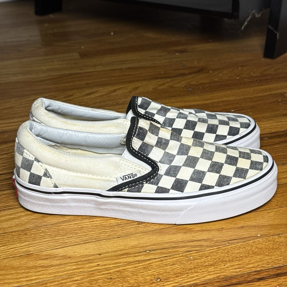 Vans Classic Slip-On Checkerboard Black White 500714 Women Size 5 Sneakers